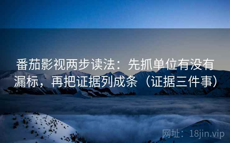 番茄影视两步读法：先抓单位有没有漏标，再把证据列成条（证据三件事）